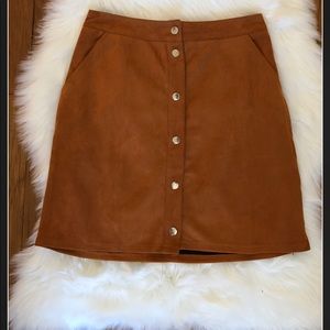 Button down suede skirt